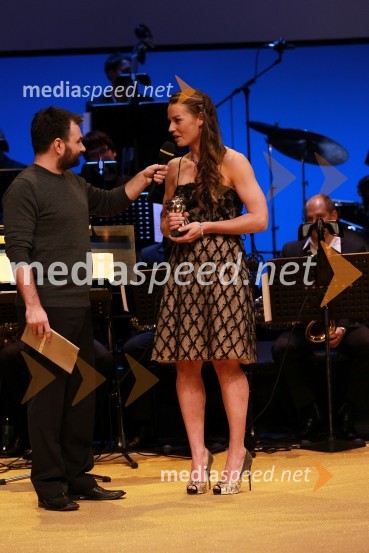 Aleš Smrekar, urednik športnega programa na Radiu Slovenija ter Tina Maze, smučarka in športnica leta 2010Športnika leta 2010 sta Tina Maze in Dejan Zavec