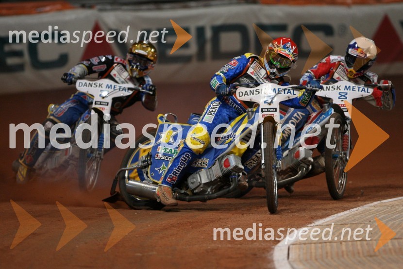 Bjarne Pedersen Danska), Andreas Jonsson (Švedska) in Jaroslaw Hampel (Poljska)
SPEEDWAY GRAND PRIX, VN Danske 2006, dirka