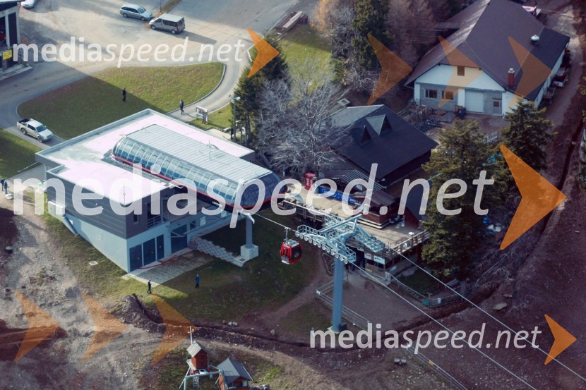 Zgornja postaja Pohorske vzpenjačeMaribor in okolica iz zraka