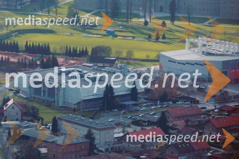 Dvorana Tabor Maribor in Ledna dvorana MariborMaribor in okolica iz zraka