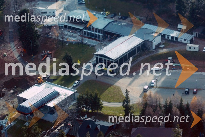 	Hotel Bellevue na Pohorju in zgornja postaja Pohorske vzpenjačeSlovenija iz zraka