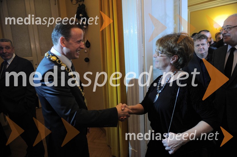 Bojan Šrot, župan Mestne občine Celje in Danica Doberšek, nepremičnine CeljeNovoletni sprejem župana Mestne občine Celje Bojana Šrota