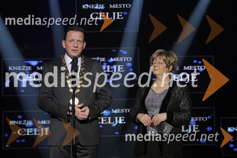 Bojan Šrot, župan Mestne občine Celje in mag. Aleksa Gajšek KrajncNovoletni sprejem župana Mestne občine Celje Bojana Šrota