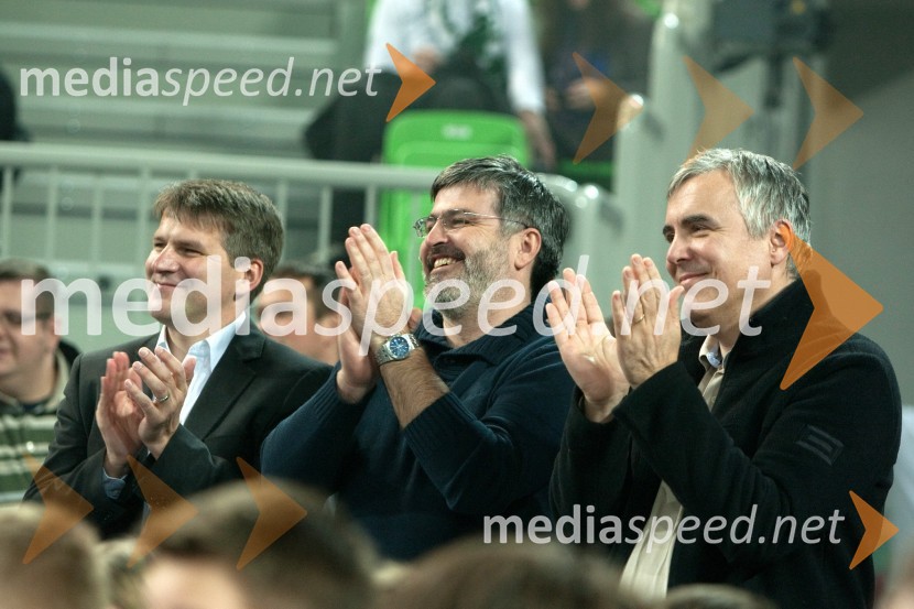 ..., Roman Jakič, direktor Zavoda Tivoli in Zoran Predin, glasbenikDan slovenske košarke 2011