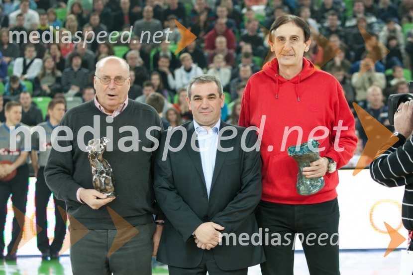 Ivo Daneu, košarkarska legenda, Roman Volčič, predsednik Košarkarske zveze Slovenije in ..Dan slovenske košarke 2011