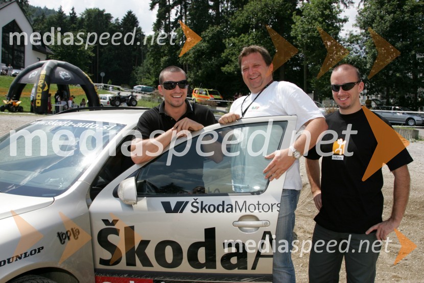 Marko Potrč, moderator Radia City, ... in Matjaž Lovše, audio inženir na radiu Hit4. Rally Škoda Maribor 2006