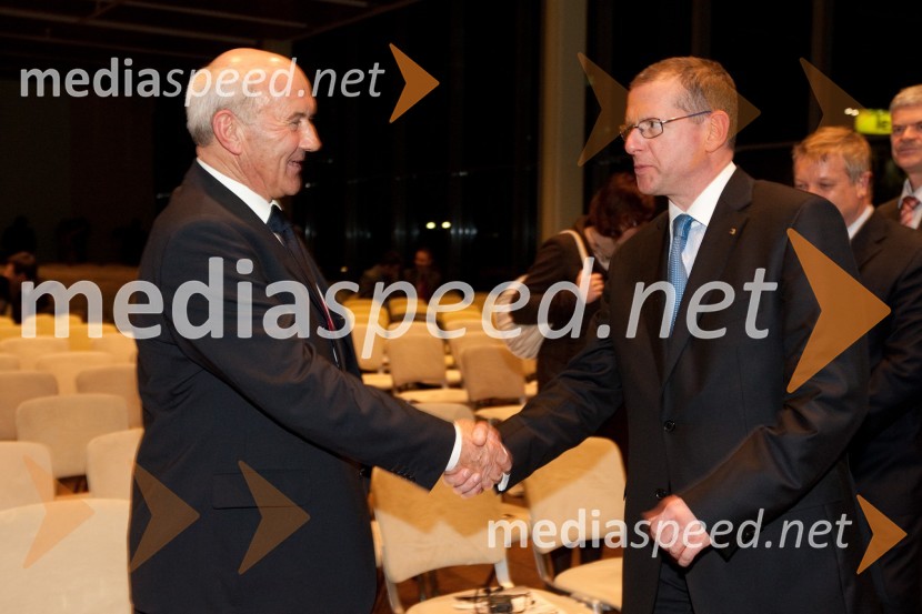 Niko Kač, nekdanji predsednik uprave Banke Celje in Bojan BrankJanuarsko srečanje Združenja Manager in podelitev priznanja za življenjsko delo