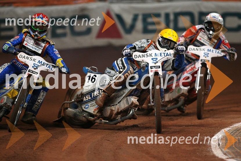 Andreas Jonsson (Švedska), Hans Andersen (Danska) in Piotr Protasiewicz (Poljska)SPEEDWAY GRAND PRIX, VN Danske 2006, dirka