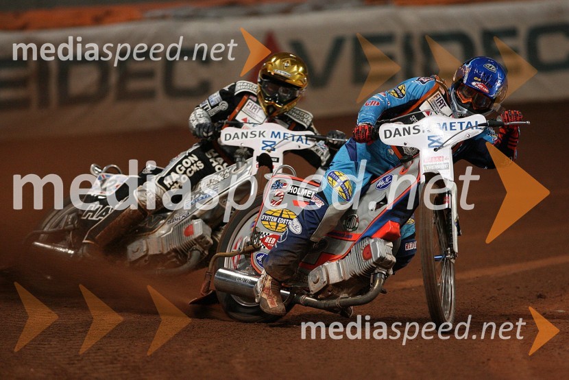 Lee Richardson (VBR) in Greg Hancock (ZDA)  prva polfinalna vožnja na VN Danske
SPEEDWAY GRAND PRIX, VN Danske 2006, dirka