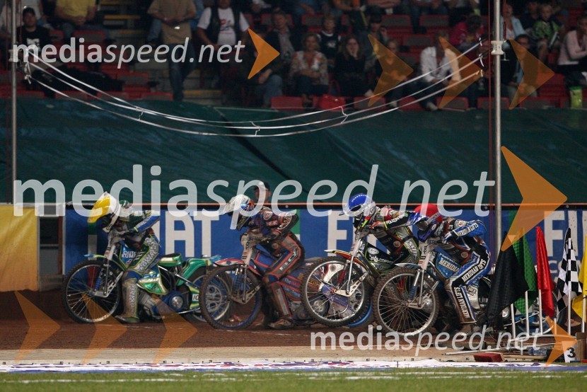 Antonio Lindbaeck (Švedska), Scott Nicholls (VBR), Leigh Adams (Avstralija) in Hans Andersen (Danska) start druge polfinalne dirke za VN DanskeSPEEDWAY GRAND PRIX, VN Danske 2006, dirka