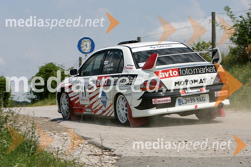 Posadka Marko Jeram in Damjan Jeram (Slovenija)v avtu  MITSUBISHI Lancer EVO VIII4. Rally Škoda Maribor 2006
