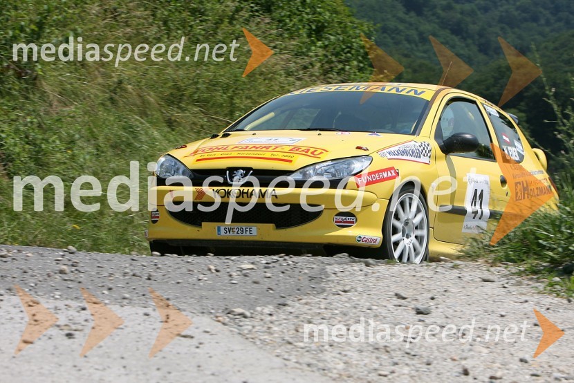 Posadka  Eder Horst in  Kurt Jaboring (Avstrija) v avtu PEUGEOT 206 RC4. Rally Škoda Maribor 2006
