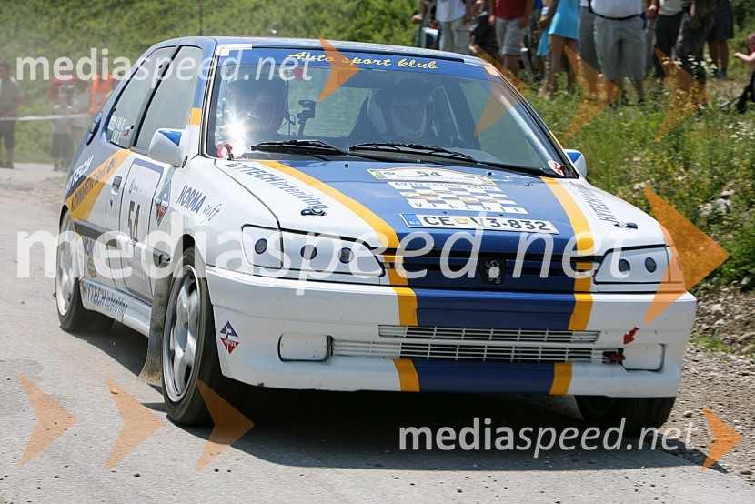 Posadka Zdenko Lah in Rok Lah (Slovenija) v avtu PEUGEOT 306 S164. Rally Škoda Maribor 2006