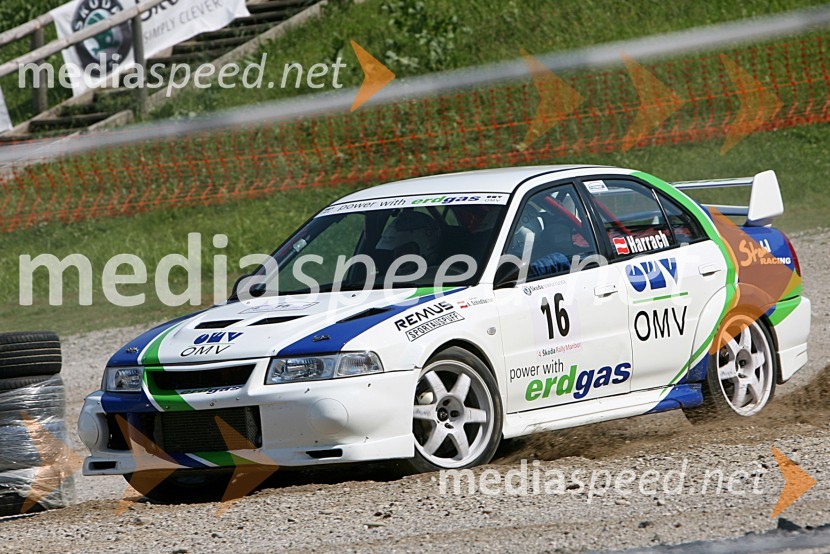 Posadka Beppo Harrach i Andreas Schindlbacher (Avstrija) v avtu MITSUBISHI Lancer EVO VI4. Rally Škoda Maribor 2006