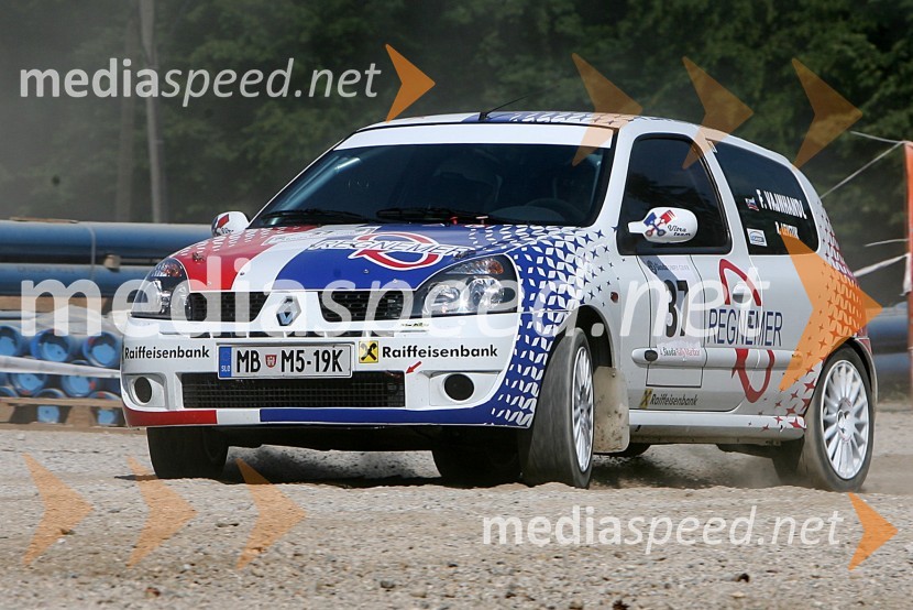 Posadka Friderik Vajnhandl in Robert Levstik (Slovenija) v avtu RENAULT Clio 2.0 RS4. Rally Škoda Maribor 2006