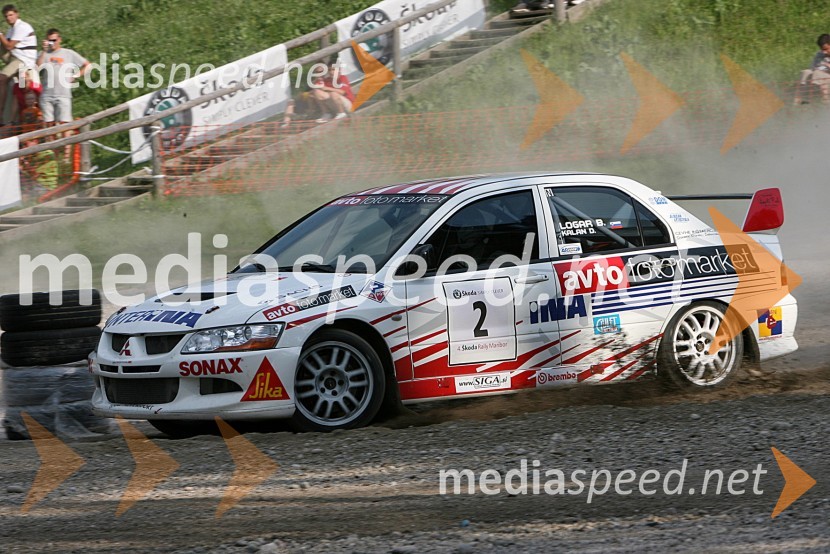 Posadka Boštjan Logar in David Kalan (Slovenija) v avtu Mitsubishi Lancer EVO VIII4. Rally Škoda Maribor 2006