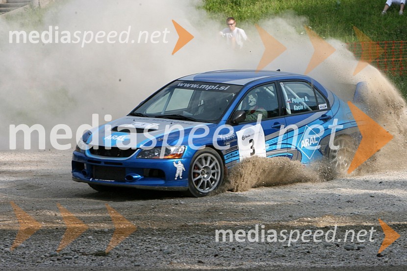 Posadka Darko Peljhan in Igor KACIN (Slovenija) v avtu Mitsubishi Lancer EVO IX4. Rally Škoda Maribor 2006