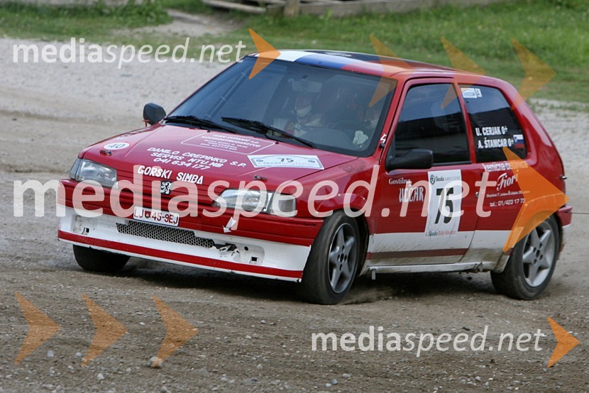 Posadka Uroš Cerjak in  Alojz Štamcat (Slovenija) v avtu Peugeot4. Rally Škoda Maribor 2006