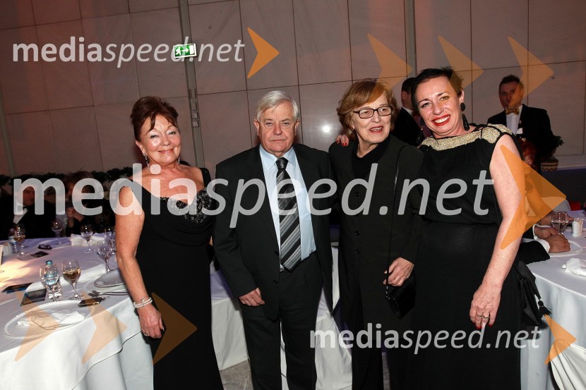 Tjaša Andree Prosenc, odvetnica, Milan Kučan, nekdanji predsednik Republike Slovenije, soproga Štefka Kučan in Milenka Knez, Mial media marketingVeliki dobrodelni Lions ples