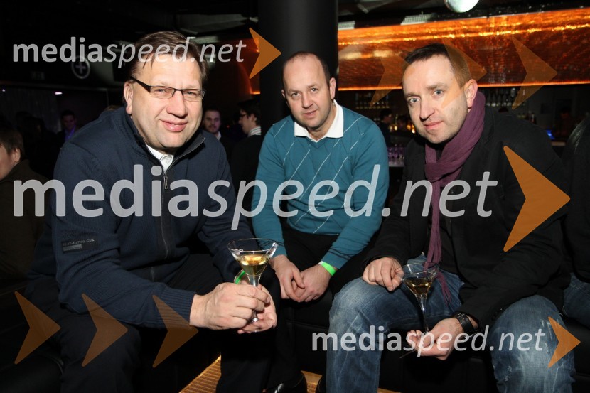 Vinko Šnurer, Vinco d.o.o., Benjamin Brunec, direktor Cvetko d.o.o. in Borut Cvetko, fotografMartini Gold Party
