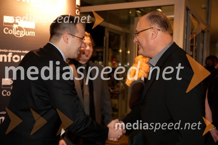 Leo Oblak, predsednik uprave Infonet media d.d. in Iztok Klančnik, direktor HPPonovoletno poslovno srečanje Infonet medie in CMT
