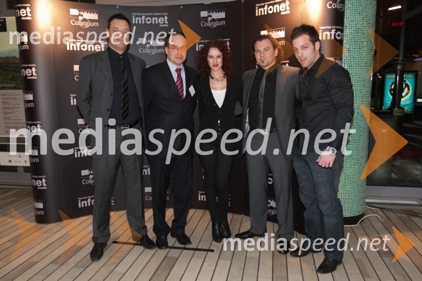 Sandi Küplen, direktor CMT potovalna agencija, Leo Oblak, predsednik uprave Infonet media d.d., Anamarija Avbelj, Miss Universe Slovenije 2008, Dominik S. Černjak, član uprave Collegium Mondial Travel in Andraž KavkaPonovoletno poslovno srečanje Infonet medie in CMT