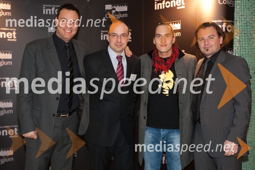 	Sandi Küplen, direktor CMT potovalna agencija, Leo Oblak, predsednik uprave Infonet media d.d., Vid Valič, stand up komik in Dominik S. Černjak, član uprave Collegium Mondial TravelPonovoletno poslovno srečanje Infonet medie in CMT