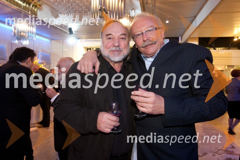 Karpo Godina, režiser in Dušan Arzenšek, direktor Le Monde DiplomatiqueProslava ob kulturnem prazniku in podelitev Prešernovih nagrad