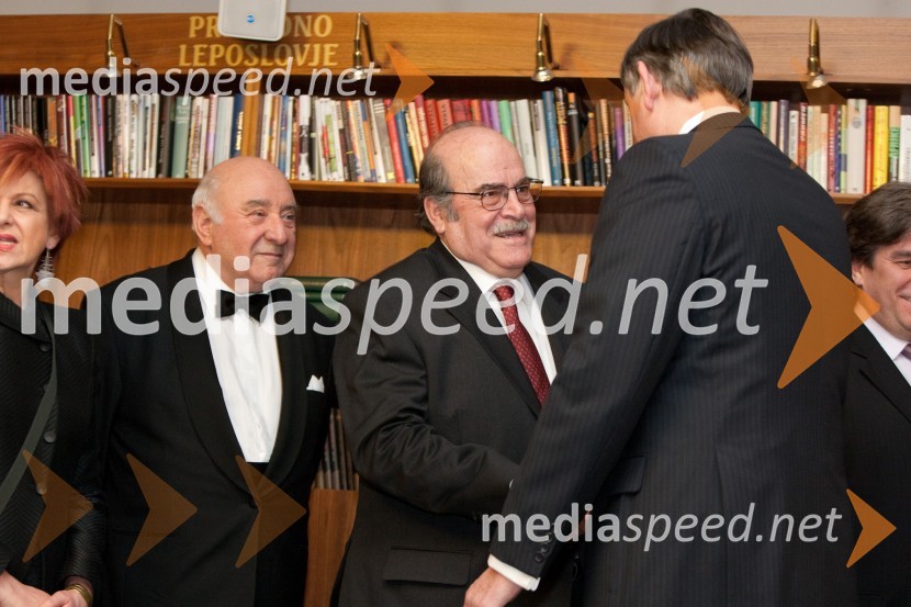 	Anton Nanut, dirigent,  Miroslav Košuta, pesnik, pisatelj in dr. Danilo Türk, predsednik Republike SlovenijeProslava ob kulturnem prazniku in podelitev Prešernovih nagrad