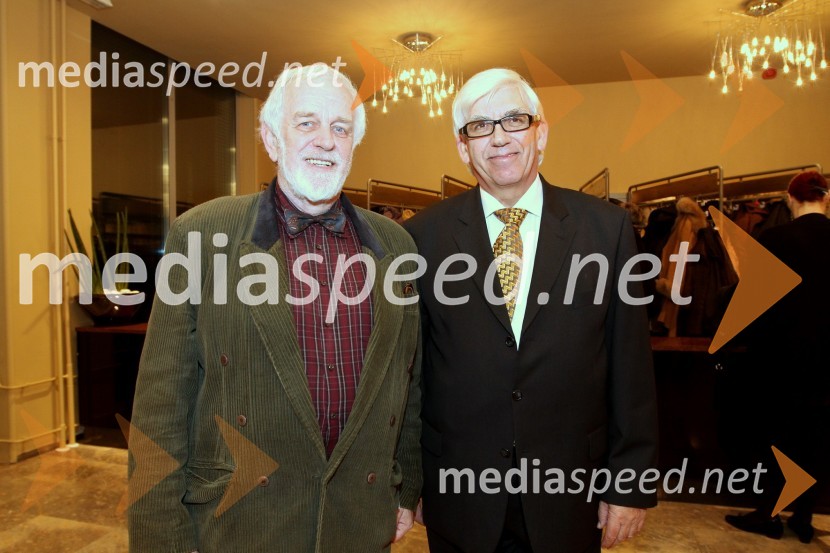 Mitja Meršol, nekdanji urednik Dela in Aleks Štakul, nekdanji generalni direktor RTV SlovenijaHudič babji, premiera drame v MGL