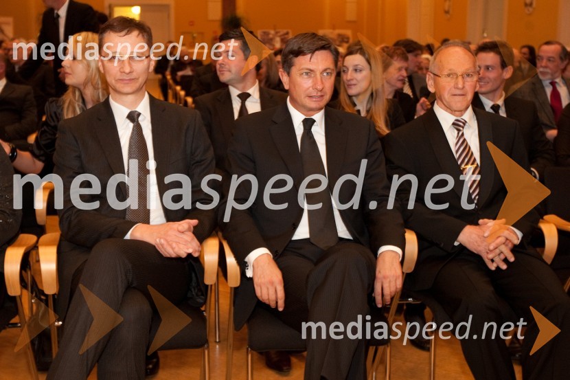 dr. Igor Lukšič, minister za šolstvo in šport, Borut Pahor, predsednik vlade Republike Slovenije in Miro Cerar, nekdanji gimnastičar in predsednik Olimpijske akademije ter ambasador za fair play46. podelitev Bloudkovih priznanj za leto 2010