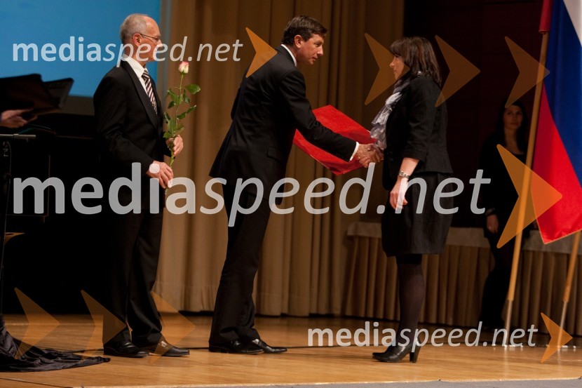 Miro Cerar, nekdanji gimnastičar in predsednik Olimpijske akademije ter ambasador za fair play, Borut Pahor, predsednik vlade Republike Slovenije in Sonja Maze, mama smučarke Tine Maze46. podelitev Bloudkovih priznanj za leto 2010