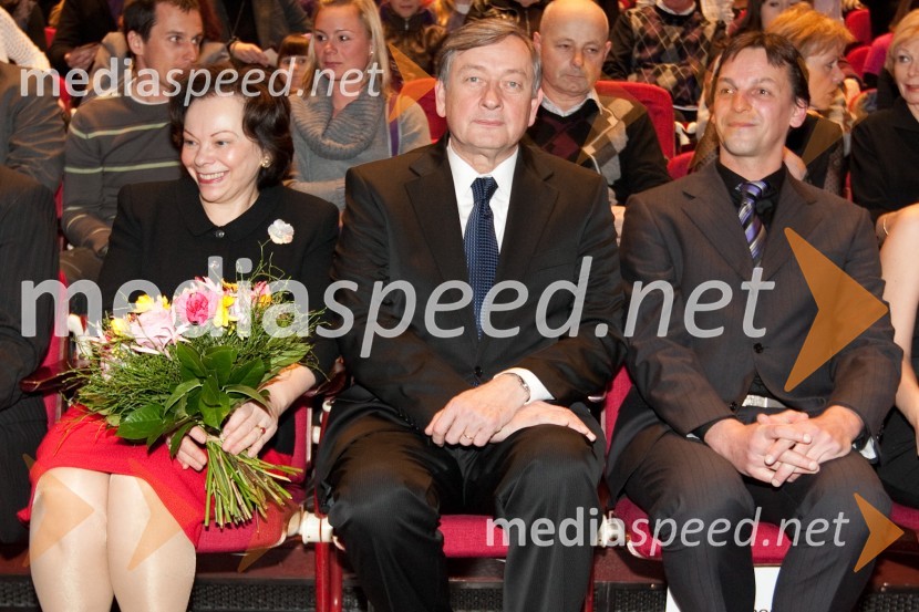 Barbara Miklič Türk, dr. Danilo Turk, predsednik Republike Slovenije in Tomaž Rode, predsednik DBUSSvečani baletni večer