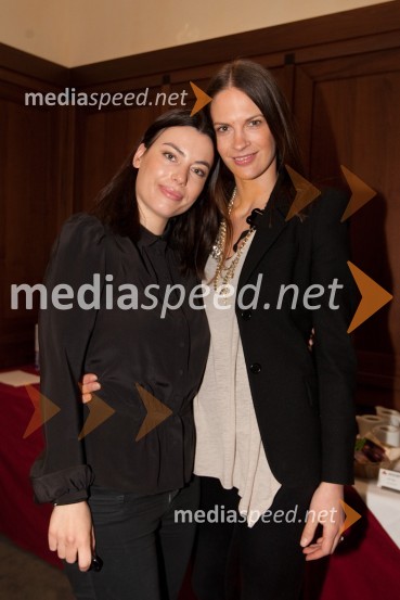 Ana Ziherl Mali in Maja Bulc Raspopović, lastnice modne agencije Model GroupIntraceuticals, predstavitev kozmetike