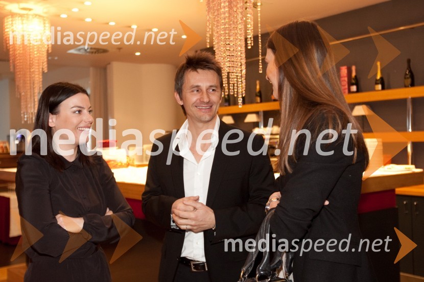 Ana Ziherl Mali, soprog Jani Mali in Maja Bulc Raspopović, lastnice modne agencije Model GroupIntraceuticals, predstavitev kozmetike