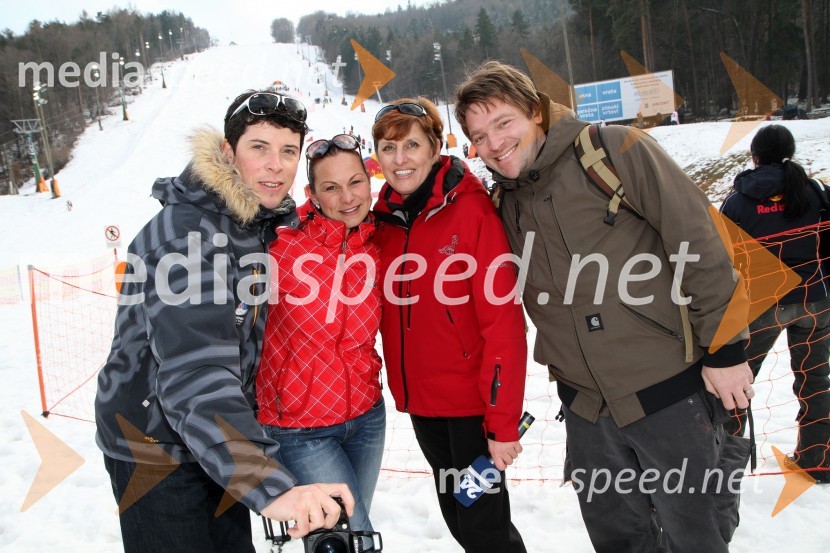 Leon Primožič, Alenka Golubič, vodja marketinga na RTS, Danica Ksela, novinarka Pop Tv in Iztok Kvas, direktor slovenske snowboard reprezentance1. Red bull pležuharski spektakel
