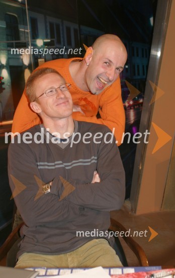 Jože Činč, televizijski voditelj in Matic Osovnikar, atletJože Činč, televizijski voditelj