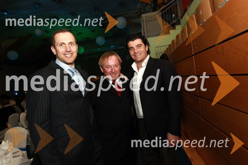 Jure Košir, nekdanji smučar, Bojan Križaj, nekdanji smučar in Alberto Tomba, nekdanji italijanski smučarBela večerja ob 50 letnici Pokala Vitranc