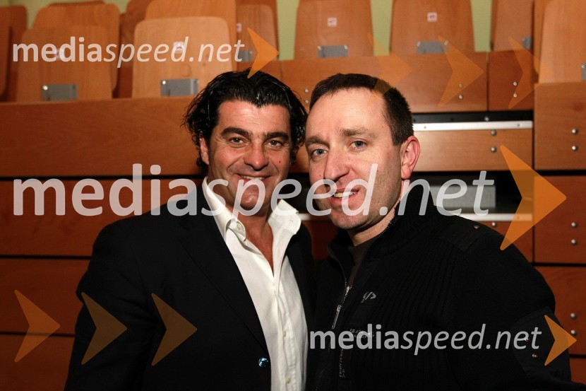 Alberto Tomba, nekdanji italijanski smučar in Borut Cvetko, fotografBela večerja ob 50 letnici Pokala Vitranc