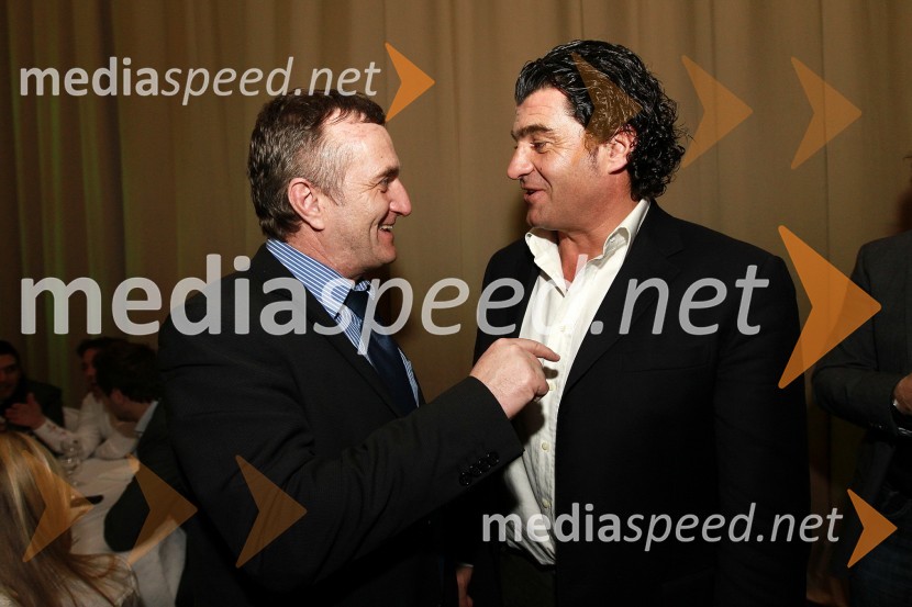 Gerry Jekl, vodja igrišča za golf Bled in Alberto Tomba, nekdanji italijanski smučarBela večerja ob 50 letnici Pokala Vitranc