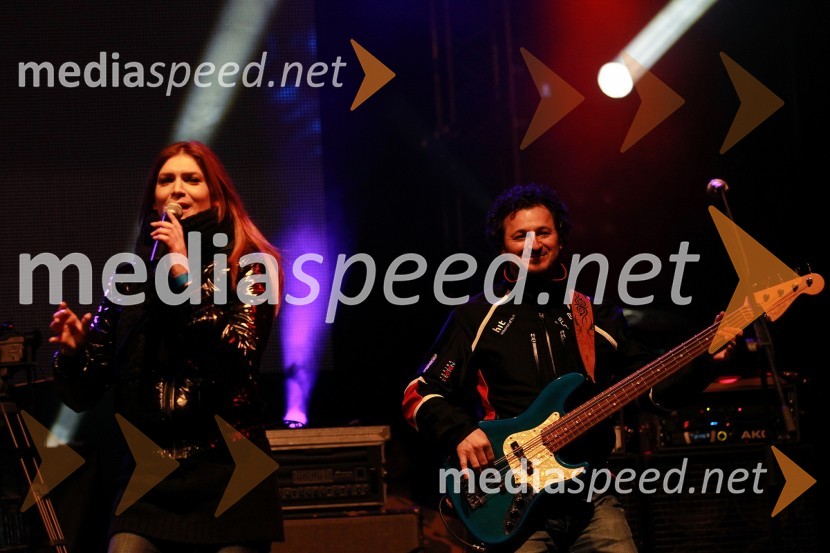 Manca Špik, pevka in Patrick Vlačič, minister za promet ter član skupine Heaven X50. Pokal Vitranc, XL Party