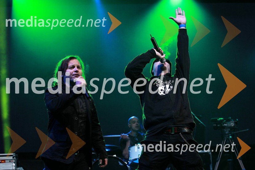 Matjaž Jelen, pevec in Tomi Meglič, pevec skupine Siddharta50. Pokal Vitranc, XL Party