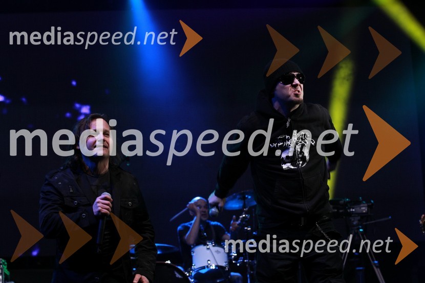 Matjaž Jelen, pevec in Tomi Meglič, pevec skupine Siddharta50. Pokal Vitranc, XL Party