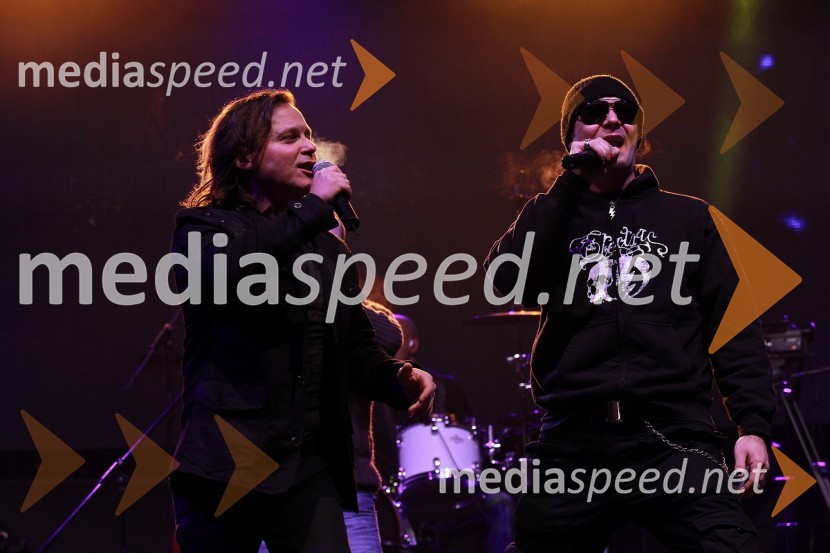 Matjaž Jelen, pevec in Tomi Meglič, pevec skupine Siddharta50. Pokal Vitranc, XL Party