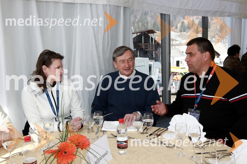 Dr. Danilo Türk, predsednik Republike Slovenije in hči Helena Türk ter Jure Žerjav, župan Kranjske Gore50. Pokal Vitranc, slalom