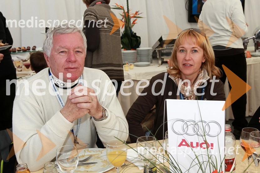 Tone Vogrinec, legenda slovenskega smučanja in soproga Alenka50. Pokal Vitranc, slalom