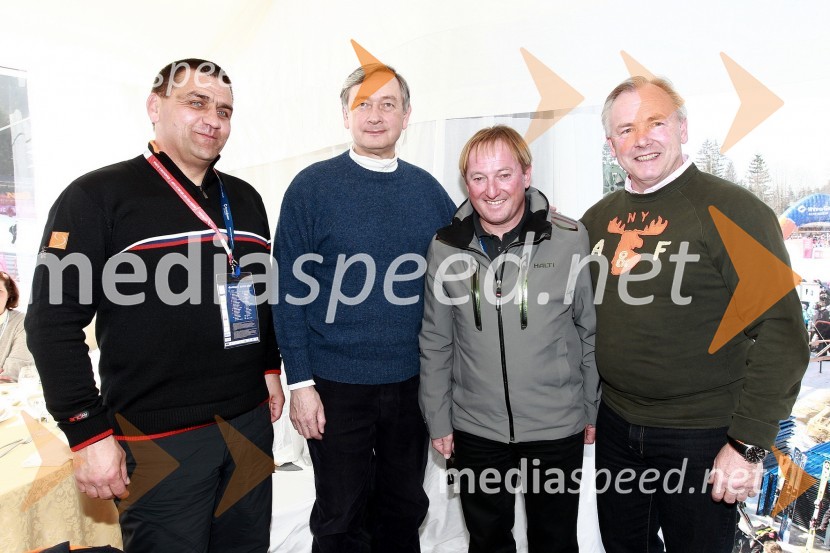 Jure Žerjav, župan Kranjske Gore, dr. Danilo Türk, predsednik Republike Slovenije, Bojan Križaj, nekdanji smučar in Gerhard Dörfler, koroški deželni glavar50. Pokal Vitranc, slalom