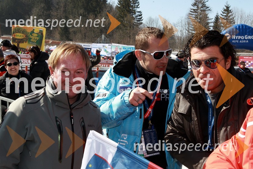 Bojan Križaj, nekdanji smučar, Jure Košir, nekdanji smučar in Alberto Tomba, nekdanji italijanski smučar50. Pokal Vitranc, slalom