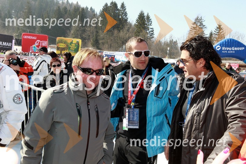 Bojan Križaj, nekdanji smučar, Jure Košir, nekdanji smučar in Alberto Tomba, nekdanji italijanski smučar50. Pokal Vitranc, slalom