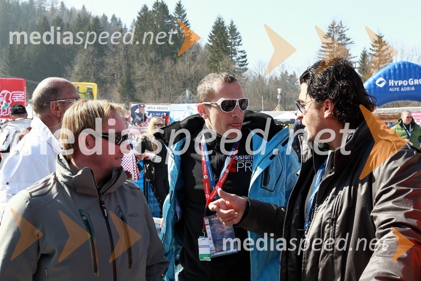 Bojan Križaj, nekdanji smučar, Jure Košir, nekdanji smučar in Alberto Tomba, nekdanji italijanski smučar50. Pokal Vitranc, slalom